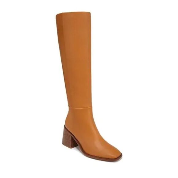 NWOB Sam Edelman Wade Wide Calf Leather Knee-High Boots in Caramel $250 size 6.5 - Picture 2 of 12